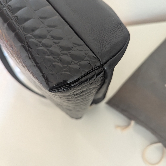 Bally Black Croc-Embossed Leather Bag with Gold Accents - Picture 15 of 15